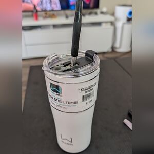 SEE NOTE Wellness White Stainless Steel Tumbler with Lid